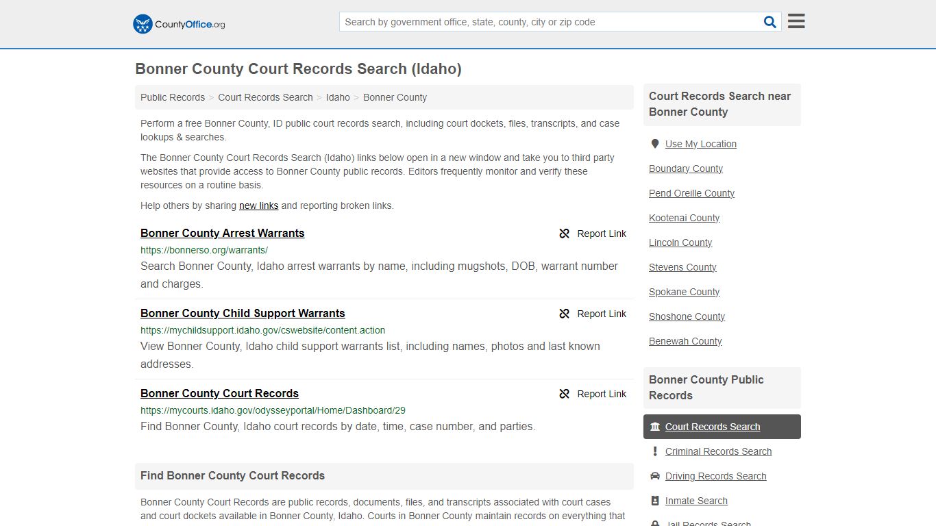 Bonner County Court Records Search (Idaho) - County Office