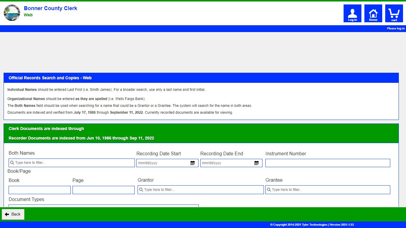 Self-Service: Document Search - Bonner County, Idaho