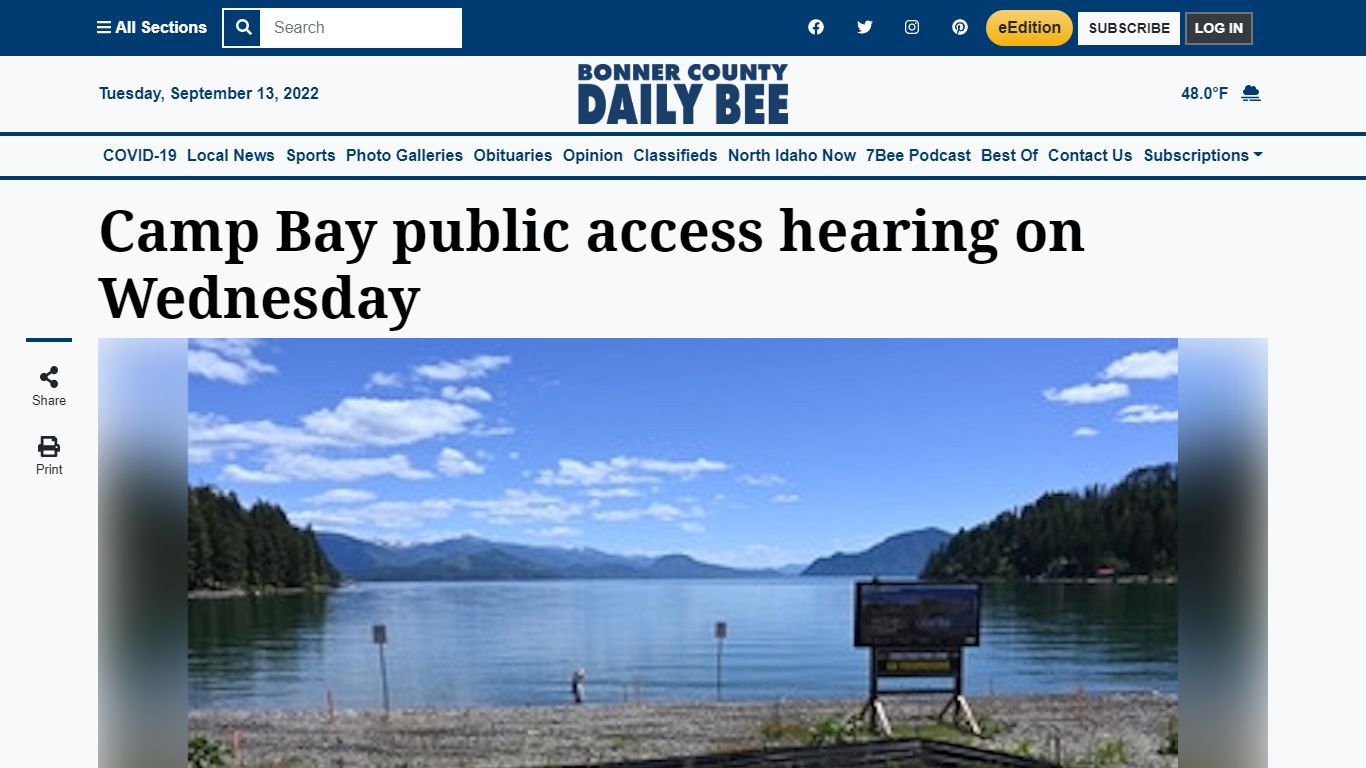 Camp Bay public access hearing on Wednesday | Bonner County Daily Bee